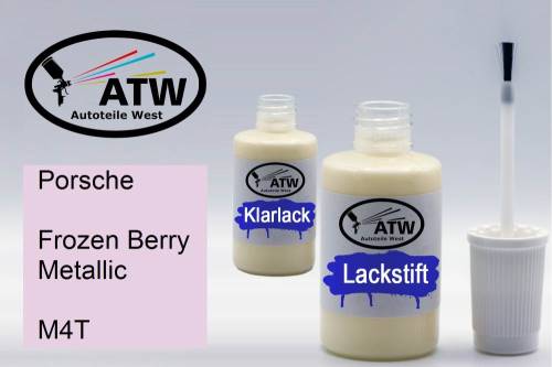 Porsche, Frozen Berry Metallic, M4T: 20ml Lackstift + 20ml Klarlack - Set, von ATW Autoteile West.